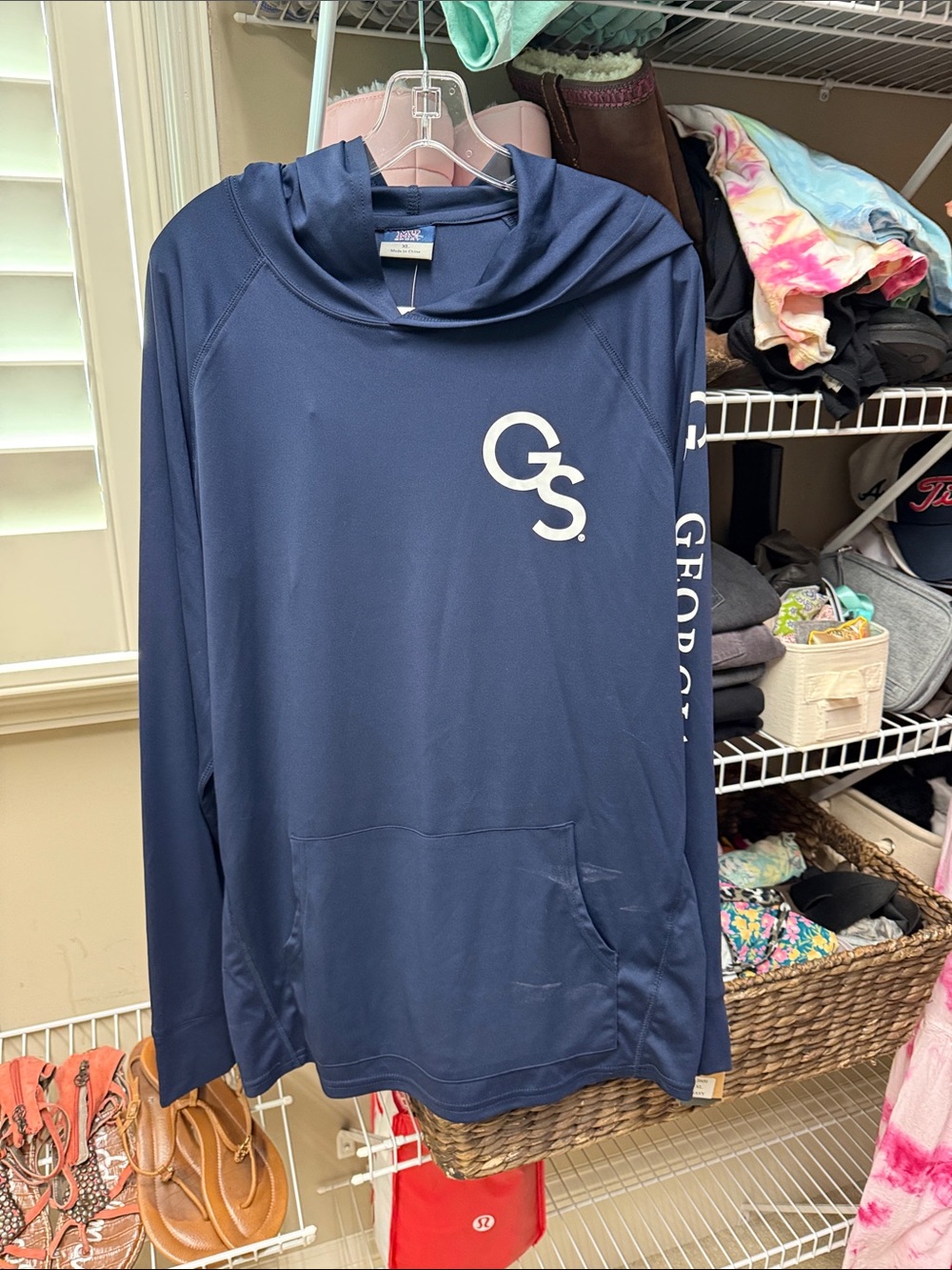 Georgia Southern Navy Performance Hoodie with GS Logo XL